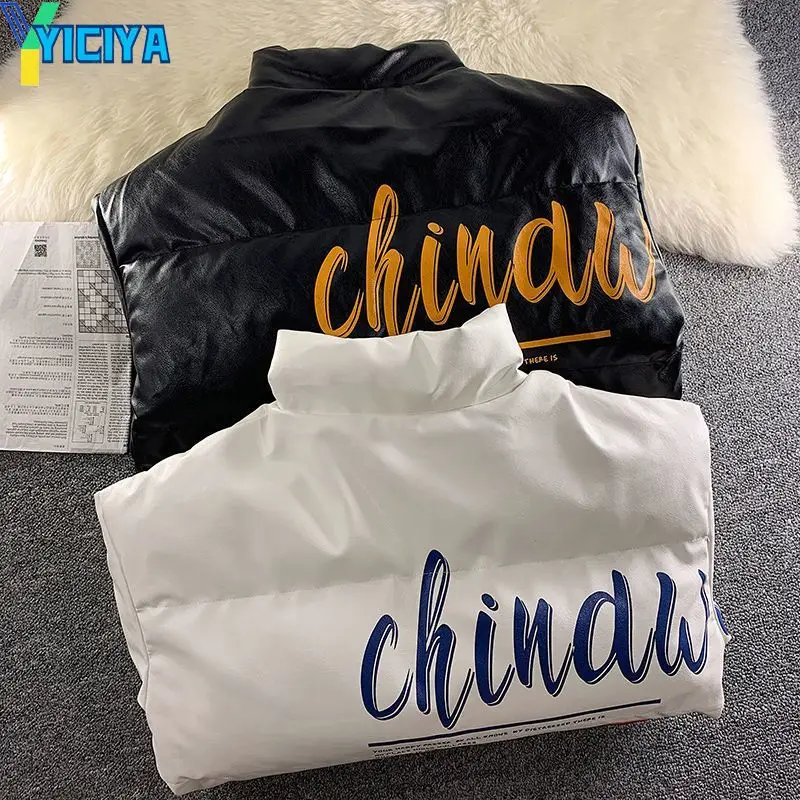 YICIYA Jackets For Women 2023 Parkas Coats Winter Warm Stand-neck Coats Female Fashion Streetwear Casual Leather Jackets Parkas