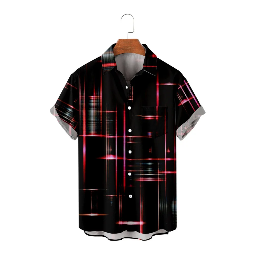 

2023 New Beam Series Pattern 3D Printed Men's Short Sleeve Shirt