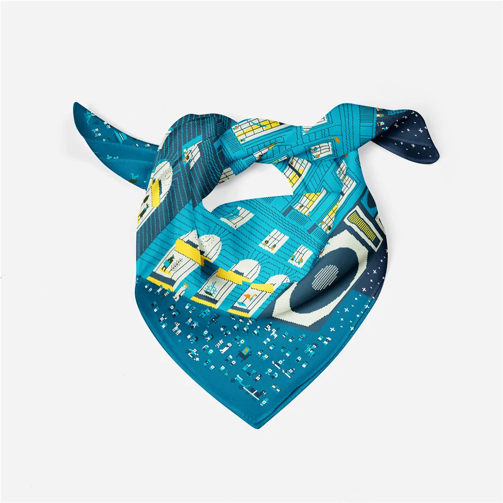 

53 см роскошный женский шелковый шарф бандана повязка на голову модные хиджабы для взрослых для улицы здания печатная сумка Украшение мусульманский шейный платок