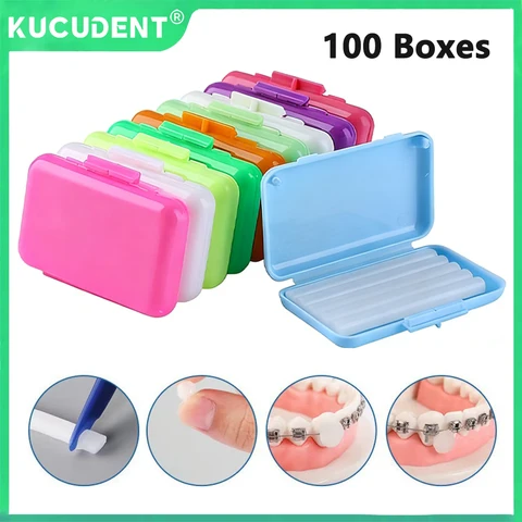 100 коробок стоматологический ортодонтический воск для брекетов зубов, приборы для полости рта, снимает раздражение десен, стоматология, орто-облегчение, восковые палочки