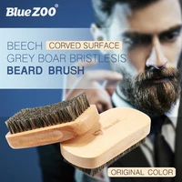 bluezoo natural boar bristle beard brush for men bamboo face and hair massage brushes beards mustache hard round wood comb