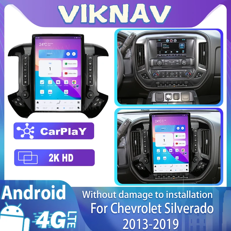 

Автомобильная магнитола на Android, 14,4 дюйма, для Chevrolet Silverado 2013-2019, HD ЖК-мультимедийный проигрыватель, Carplay, GPS-навигация