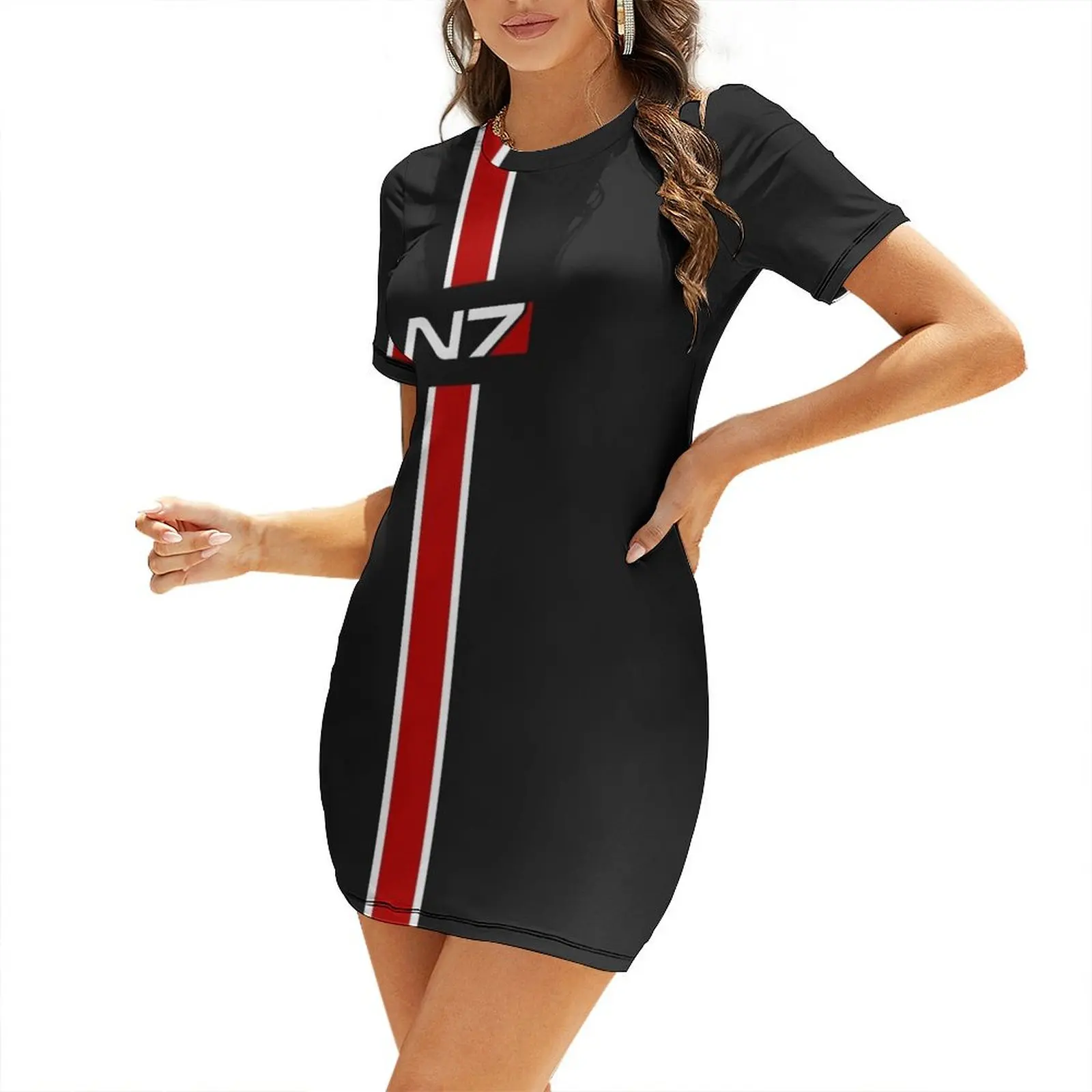 Эмблема N7 платье Mass Effect с короткими рукавами элегантное свадебное для гостей