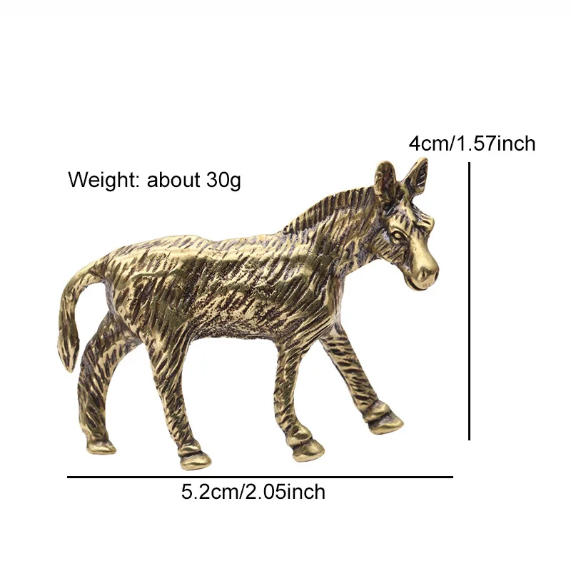 Однотонный латунный Ослик маленькое украшение античное медное животное