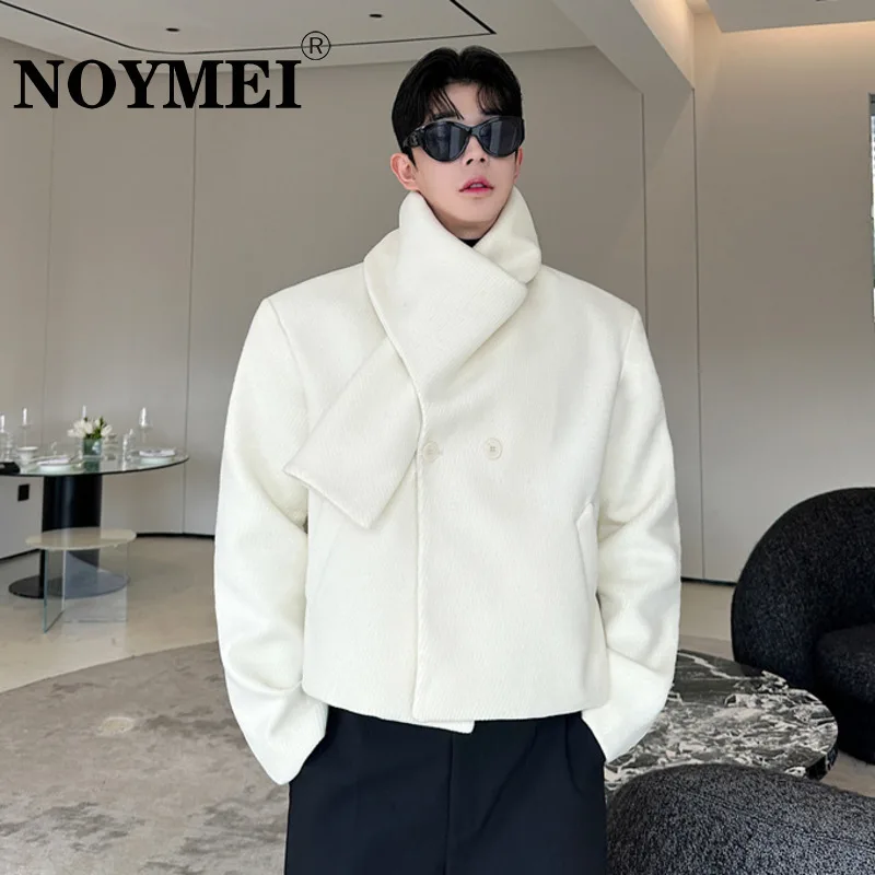 Пальто NOYMEI мужское зимнее Новое утепленное дизайнерское двубортное однотонное