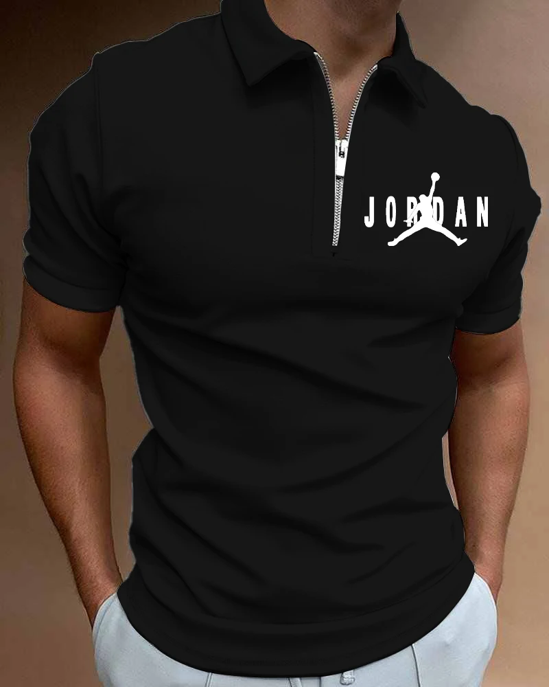 

Рубашка-поло мужская клетчатая с коротким рукавом, отложным воротником и молнией