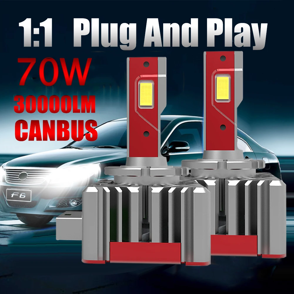 

2PCS D1S D3S LED Canbus D2S D4S D3R D5S D8S Led Headlights 70W 30000LM Car Light Bulbs 6000K Kit to Replace HID Xenon Auto Lamps
