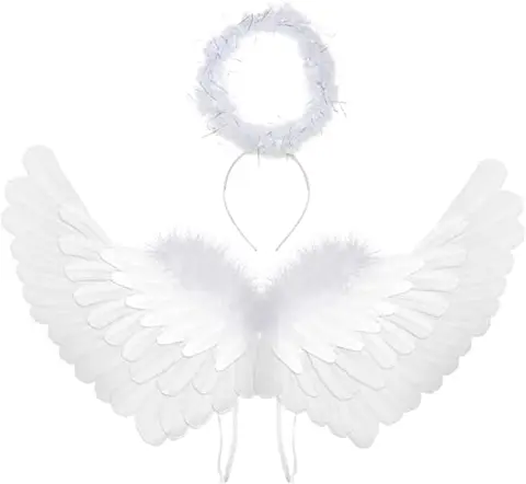 Белые Крылья Ангела и ореолы для девочек, детские костюмы с крыльями, белые крылья для ребенка и малыша, перьевые крылья для фестиваля, Хэллоуина