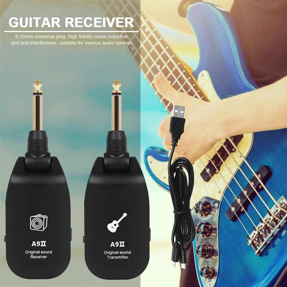 

Guitar Transmitter Receiver Rechargeable Electric Guitar Wireless System 6.35mm Plug Musical Instrument Accessories