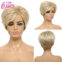 blonde short wavy synthetic hair wigs grey silver 613 color hair synthetic wigs with side bangs 6inch high temperature fiberfxks