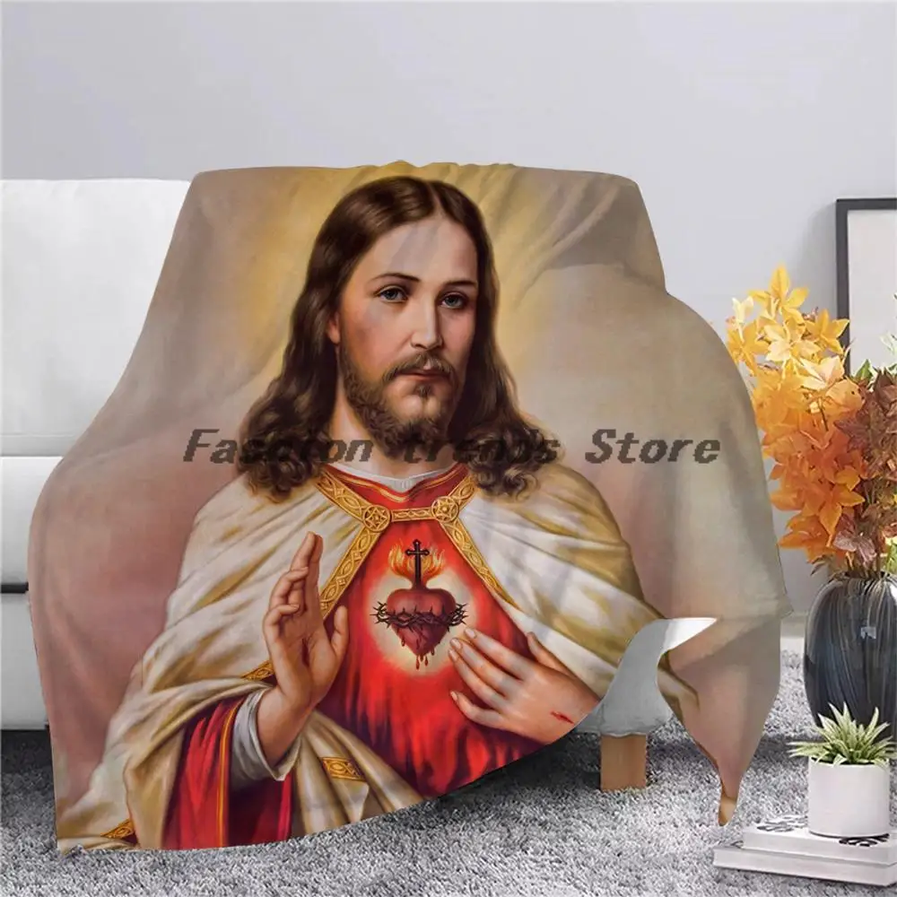 

CLOOCL Flannel Blanket 3D Jesus God Sherpa Blanket Fashion Throw Blanket Adult New Year Gift Christmas Travel Decoration Blanket