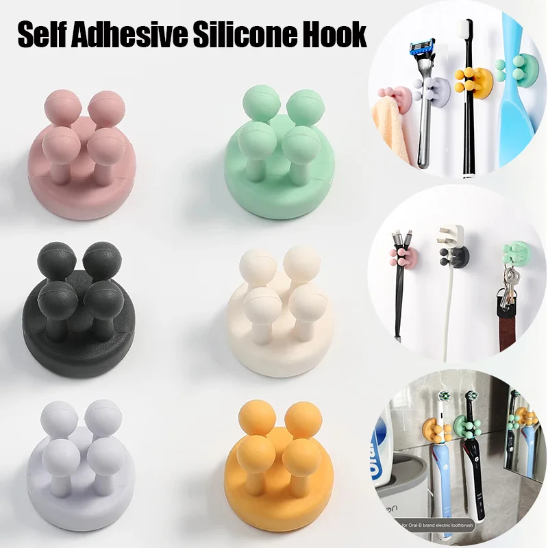 

New Self Adhesive Silicone Hook Seamless Bathroom Kitchen Wall Door Hangers Punch-Free Hooks Key Holder Towel Rack Storage Hook