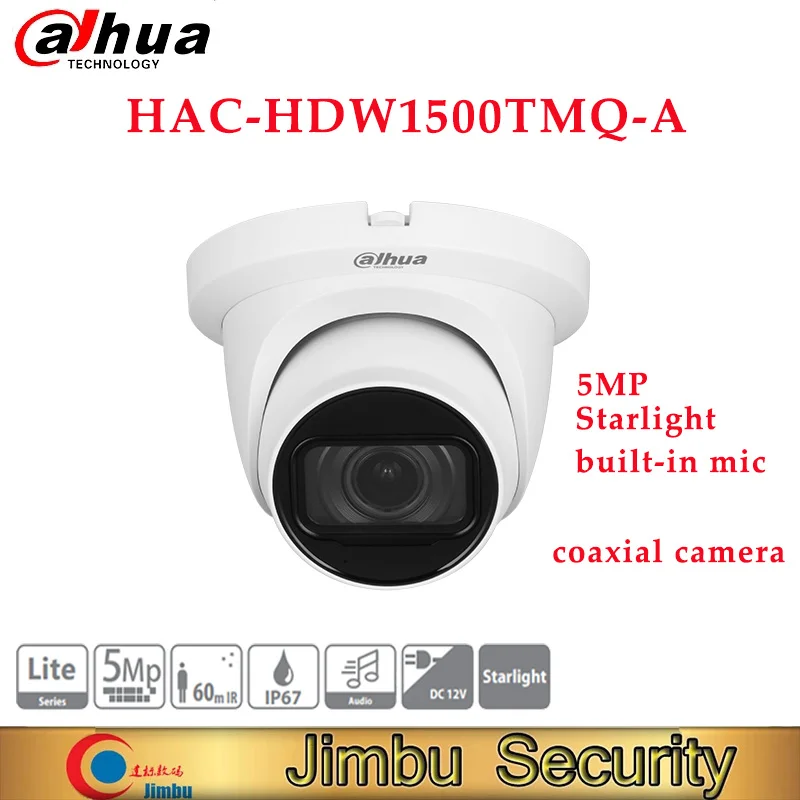 

Dahua 5MP Starlight HDCVI POC IR Quick-to-install Eyeball Camera HAC-HDW1500TMQ-A built-in mic coaxial camera home security