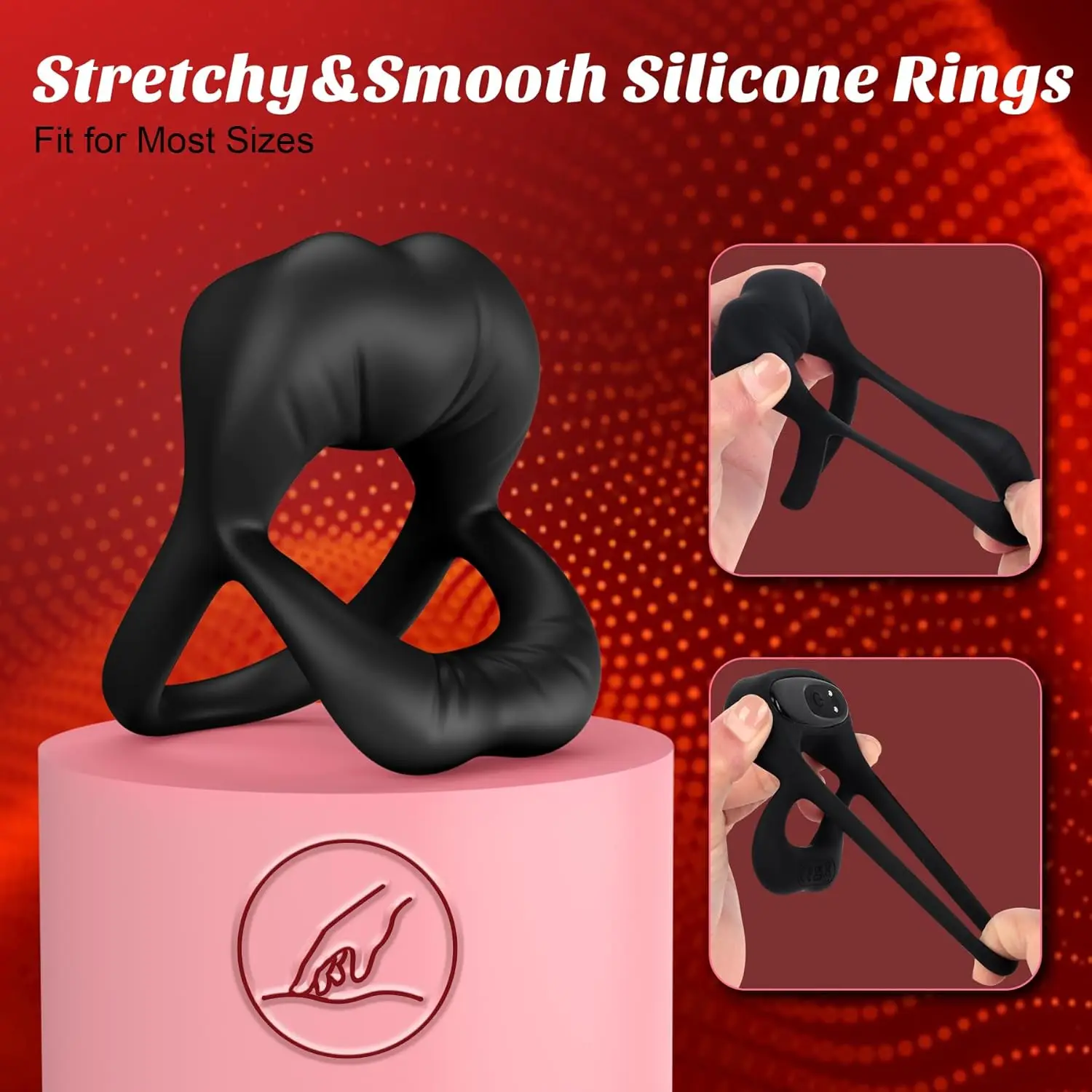 Вибрирующее кольцо на член с сексуальным стимулятором клитора для губ