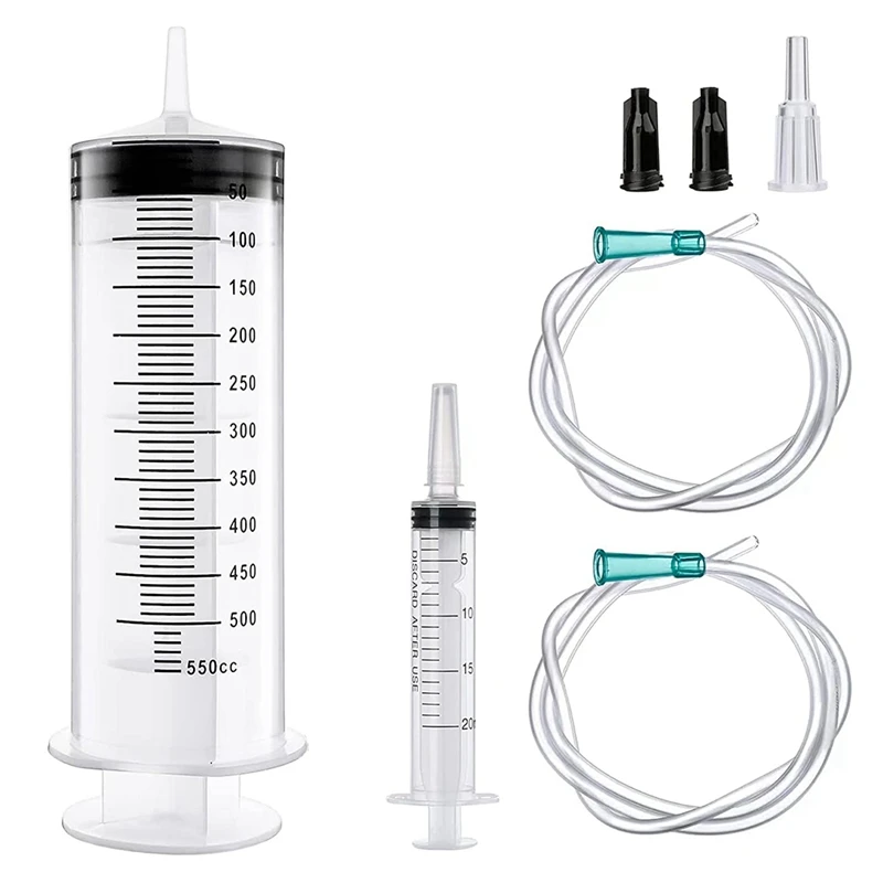 

550Ml+20Ml Extra Large Syringe With Tube Reusable Liquid Syringe Bubble Syringe For Motor Oil Can Glue,Lab