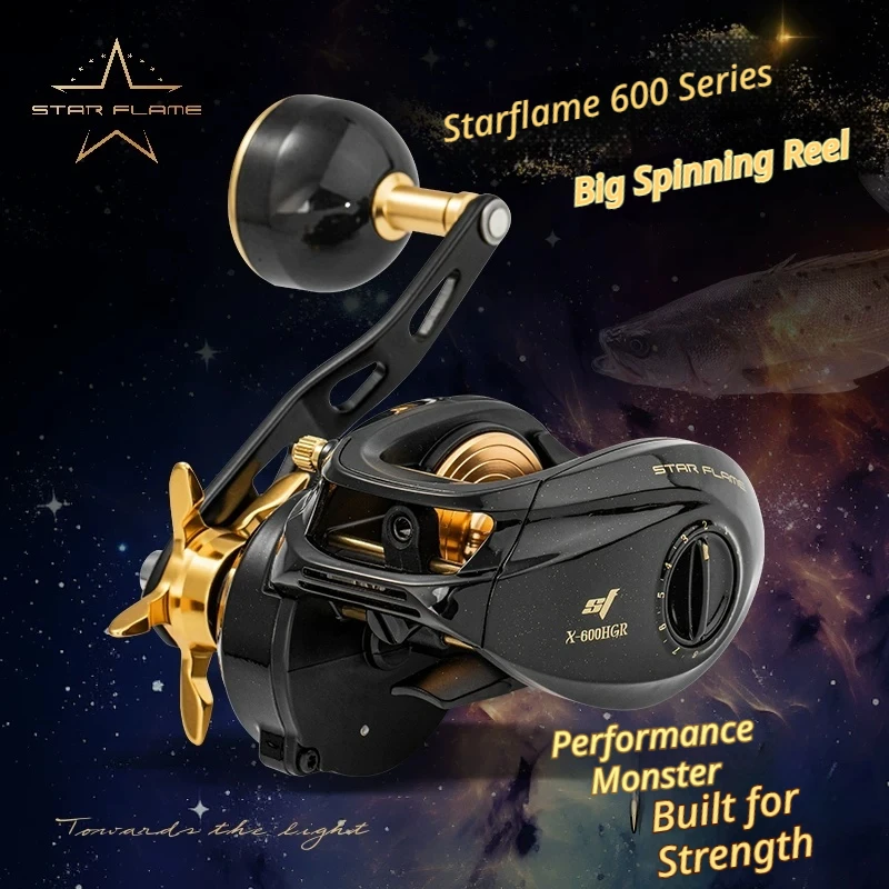 Фото Рыболовная катушка ECOODA Star Flame X 600 для морской рыбалки, с защитой от соленой воды, двойным передаточным числом, высокопрочными латунными шестернями, для морской рыбалки с лодки №2
