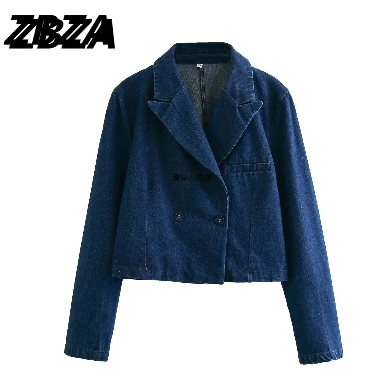 

Женский короткий джинсовый двубортный Блейзер, винтажная верхняя одежда с длинным рукавом и карманами, 2023