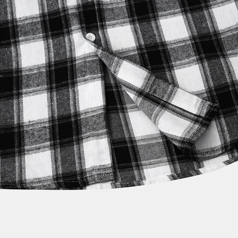 Parklees Black Whited Plaid Hooded Shirt Men 2023 Spring Fashion New Long Sleeve Cotton Checked Shirts Loose Casual Hoodies Top