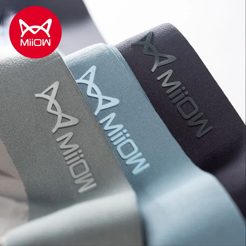 

3 PCS MiiOW Traceless Ice Silk Underwear Men's Boxer Underwear Graphene Antibacterial Shorts Thin Boxer Pants Printed Youth