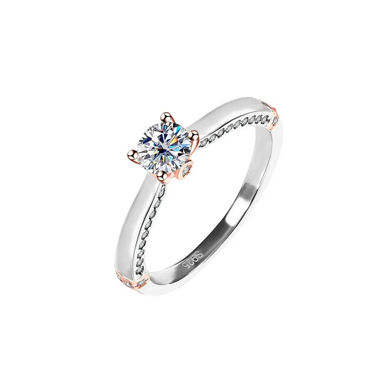

QZJ045 Lefei модный тренд роскошный классический бриллиантовый набор 0.5Ct Муассанит двухцветное кольцо для очаровательных женщин серебро 925 пробы ювелирные изделия в подарок