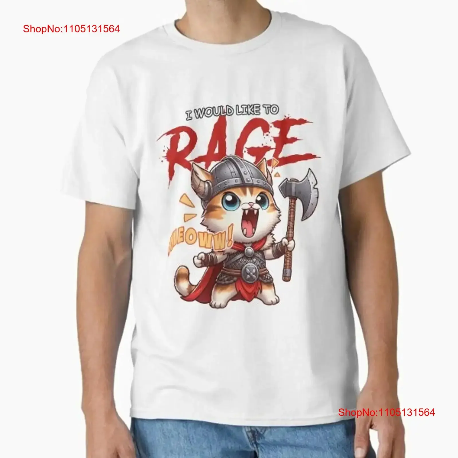 Фото Футболка I Would Like to Rage Barbarian Cat DnD Clas, сделанная в США, AUS, размер S 2XL, винтажная стираная уличная одежда, универсальная унисекс №1