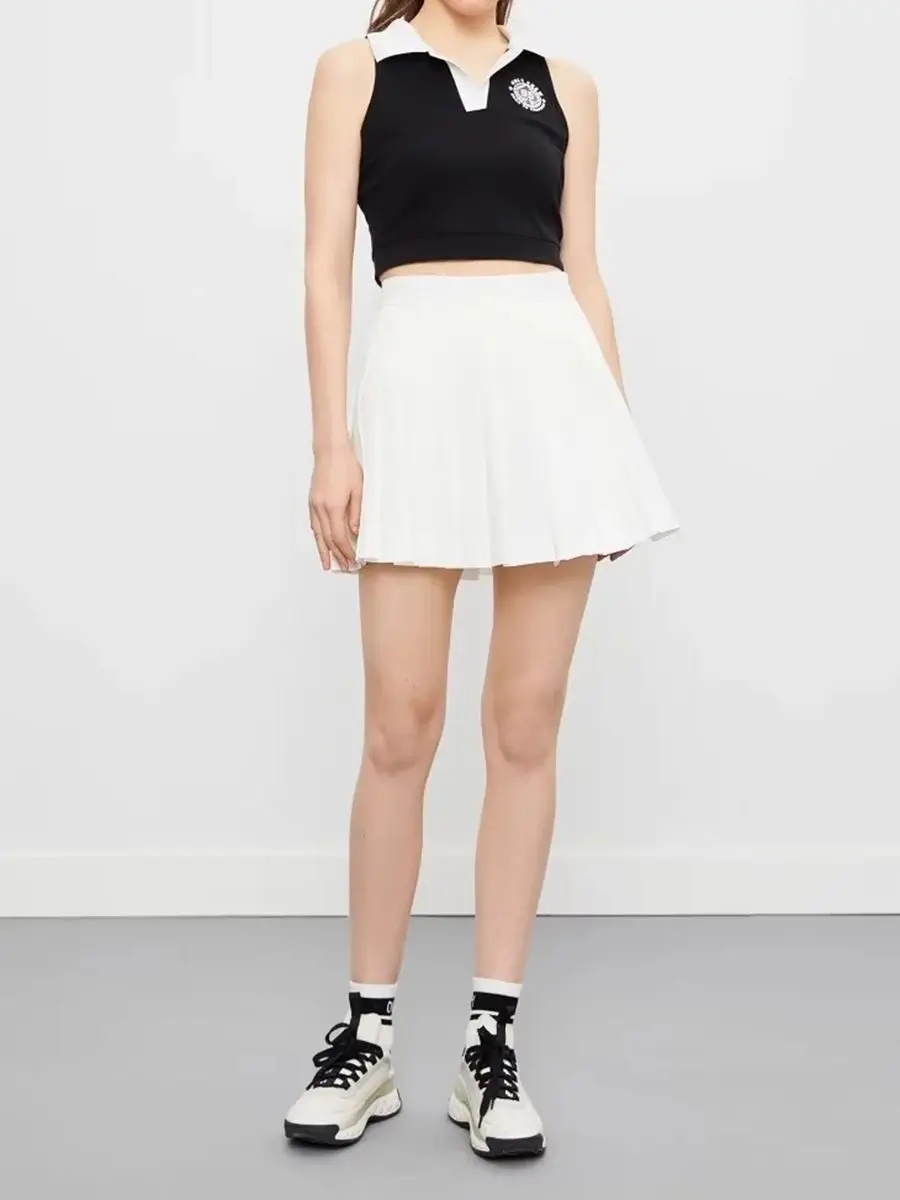 Summer Women's White Pleated Pants Lined With Half Skirt Fashion Cute Sweet College Style