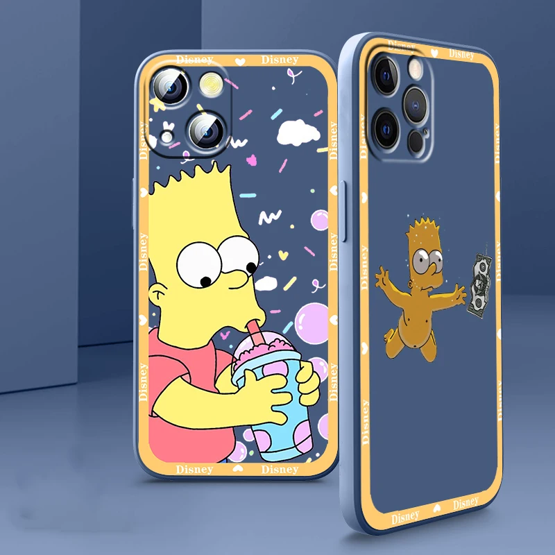 

Liquid Rope Cover Disney Simpsons Bart Cute Phone Case For Apple iPhone 14 13 12 Mini 11 XS Pro Max X XR 8 7 SE 2020 Armour