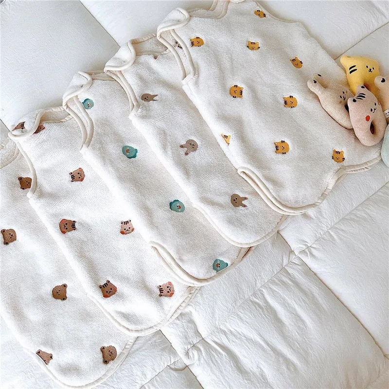 Мягкий спальный мешок для новорожденных, из бамбука и хлопка, теплое носимое одеяло, зимний жилет с принтом, спальный мешок