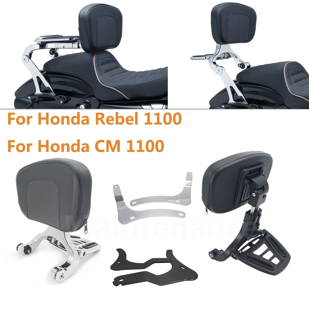 Motorcycle Backrest Multi-Purpose Driver Passenger Backrest with Folding Luggage Rack For Honda Rebel 1100 CM 1100