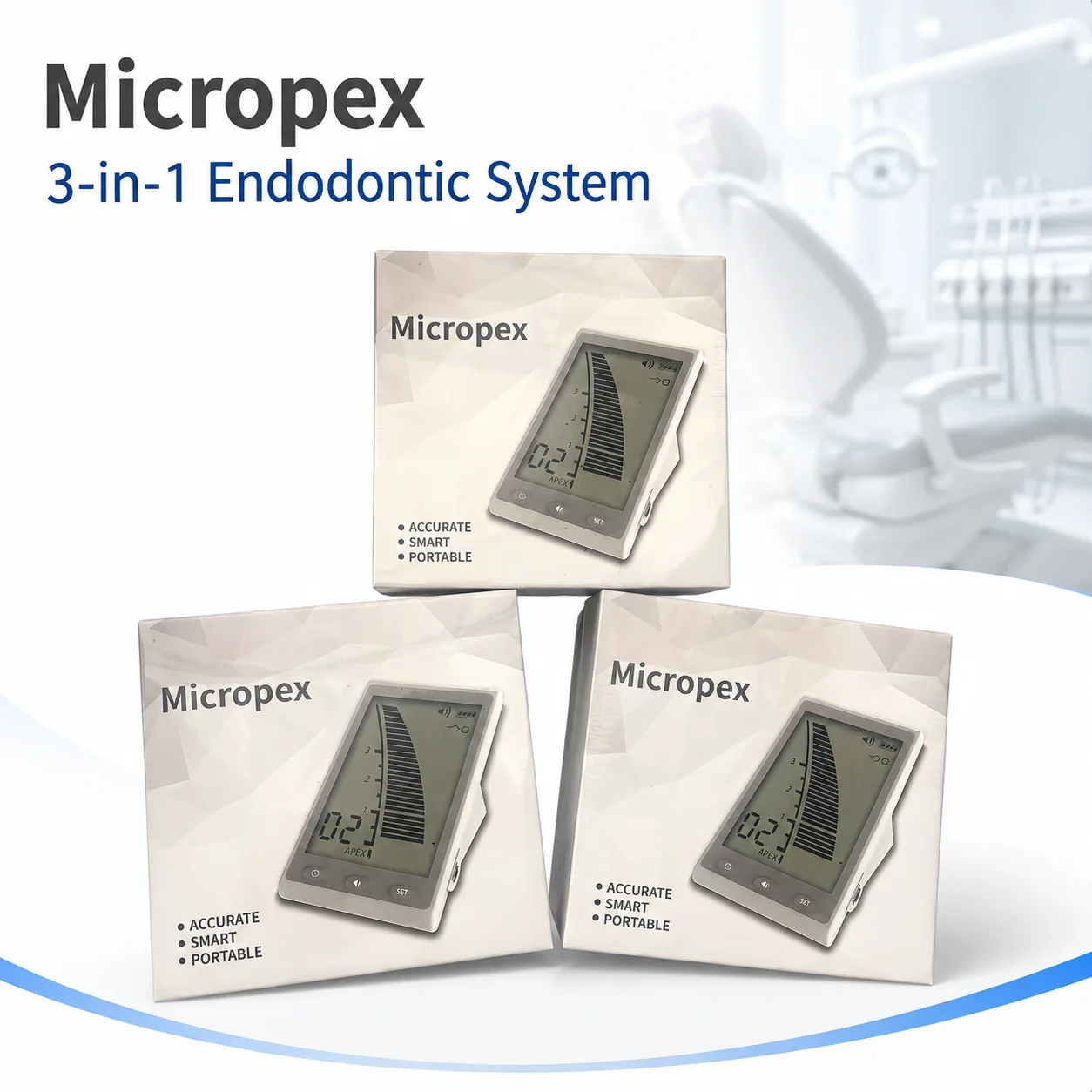 Фото Беспроводной портативный перезаряжаемый апекслокатор Micropex 3-в-1 для поиска корневых каналов №1