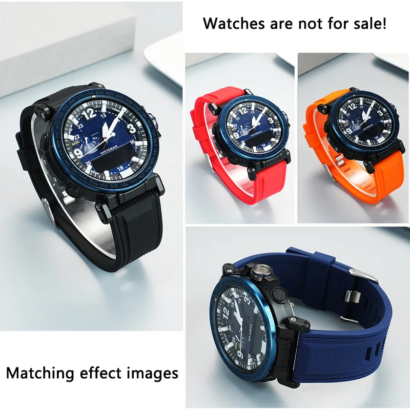 Фото Мягкий водонепроницаемый силиконовый ремешок 24 мм, браслет для Casio PRG-601/600/650/PRW-6600Y/GA-2200/2000, быстросъемный резиновый ремешок для часов №5
