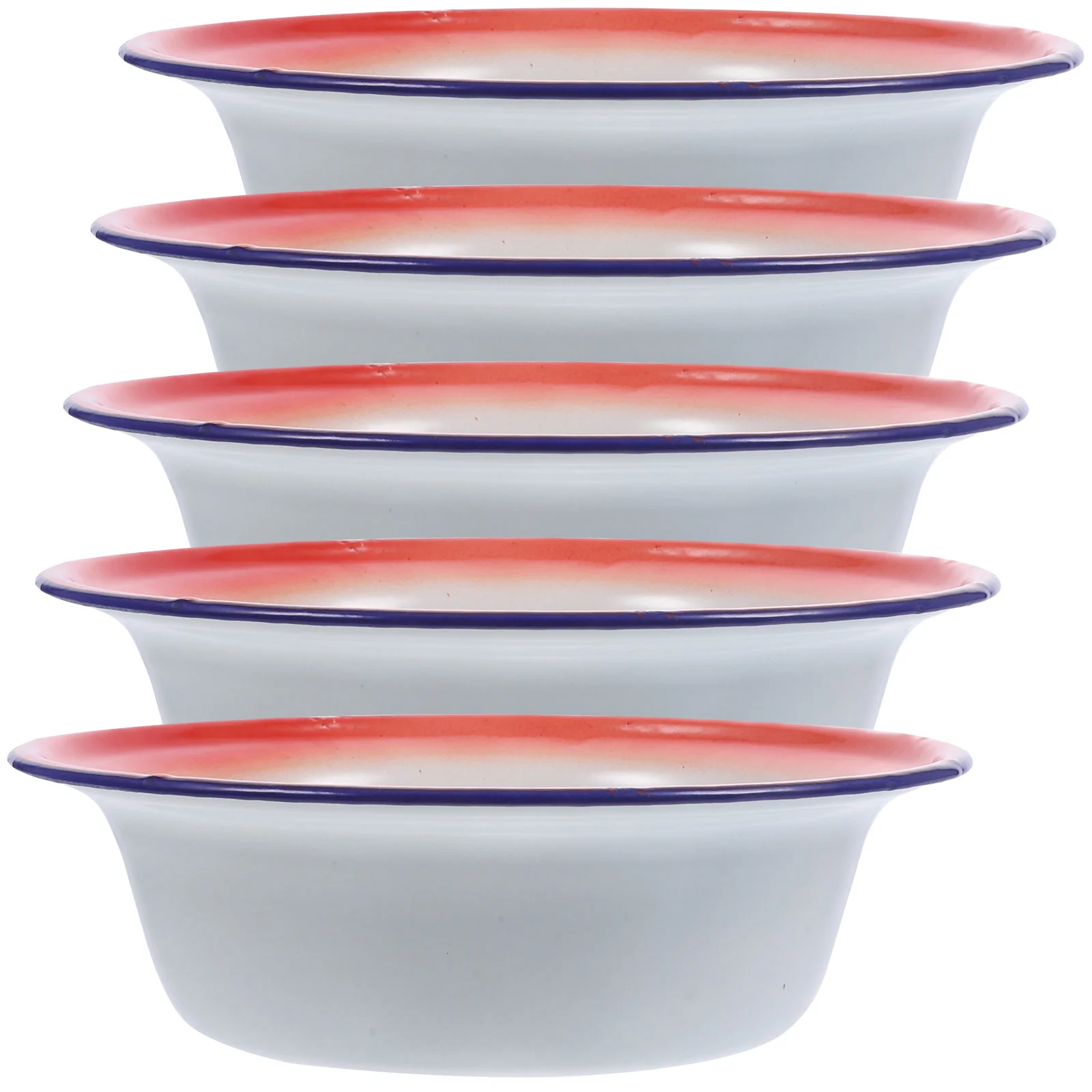 

5pcs Enamel Bowl Enamel Vintage Pattern Bowl Mixing Bowl Serving Bowl Old-fashioned Basin