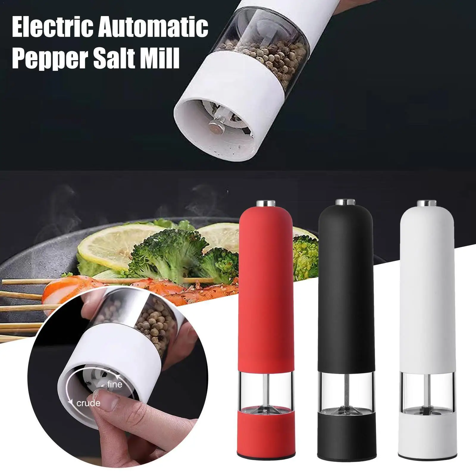 

Electric Automatic Pepper Salt Mill Spice Grinder For Cooking Restaurants Kitchen Accessories Seasoning Bottle Tool Q4j8