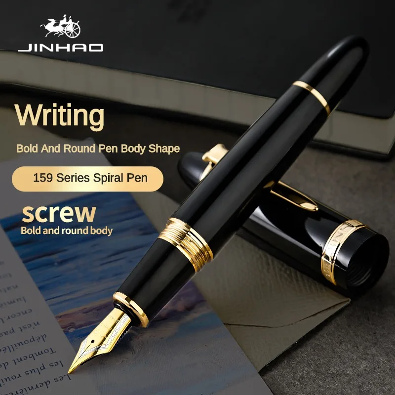 Jinhao Роскошная 159 перьевая ручка, высококачественные металлические мигающие ручки для офиса, школьные принадлежности, канцелярские принадлежности, ручки для письма