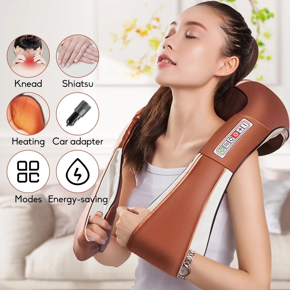 U Shape Electrical Shiatsu Body Shoulder Neck Massager Back Infrared 4D Kneading Massage Shawl Car Home Best Gift HealthCare