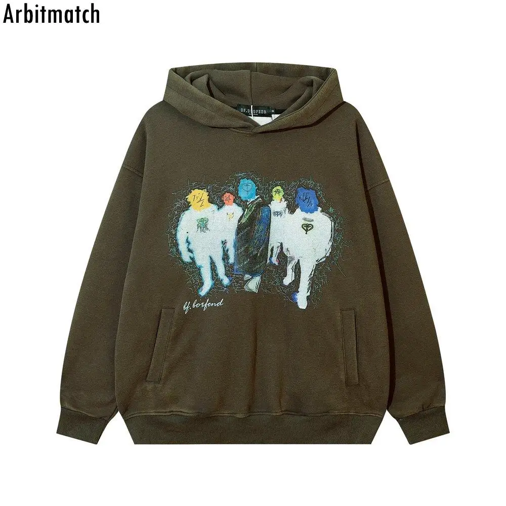 

Hip Hop Harajuku Streetwear Vintage Graffiti Prints Pullovers Cotton Men Casual Hoodie Oversized Punk Cotton Goth Hoodies Mens