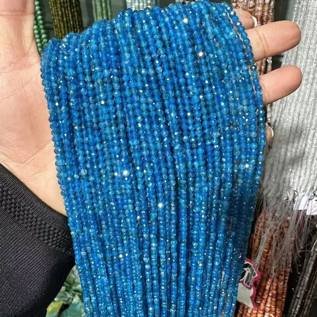 3A натуральный синий апатит драгоценный камень граненые круглые свободные бусины