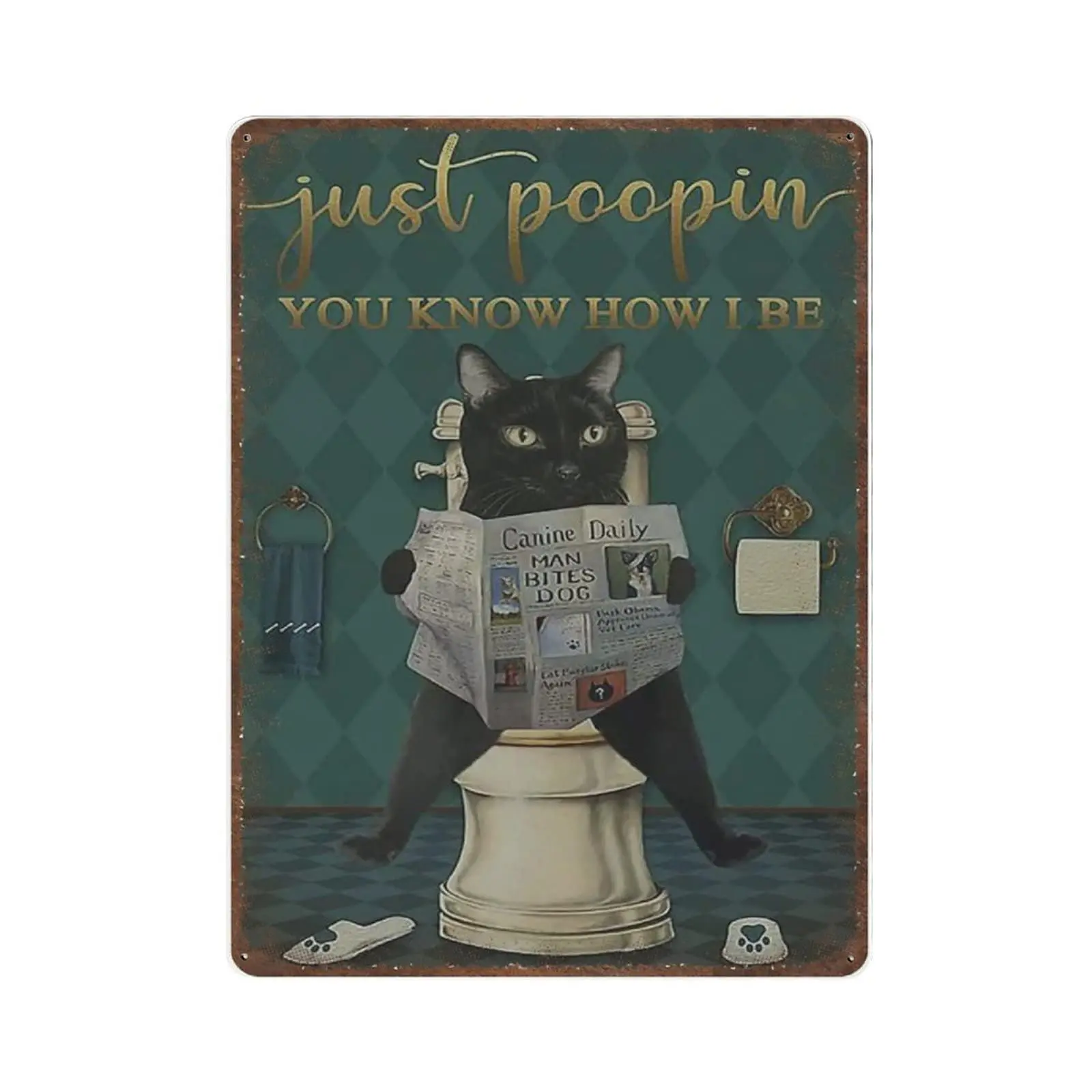

Винтажный Толстый металлический жестяной знак-Забавный знак кошки, чтение черного кота в туалете-Новые плакаты, домашний декор, настенное и...