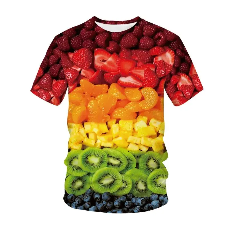 

Men's Casual Fashion Fruit 3d Printed Graphic Top Trend Personality Comfortable O Collar Short Sleeve T-Shirt Jumper