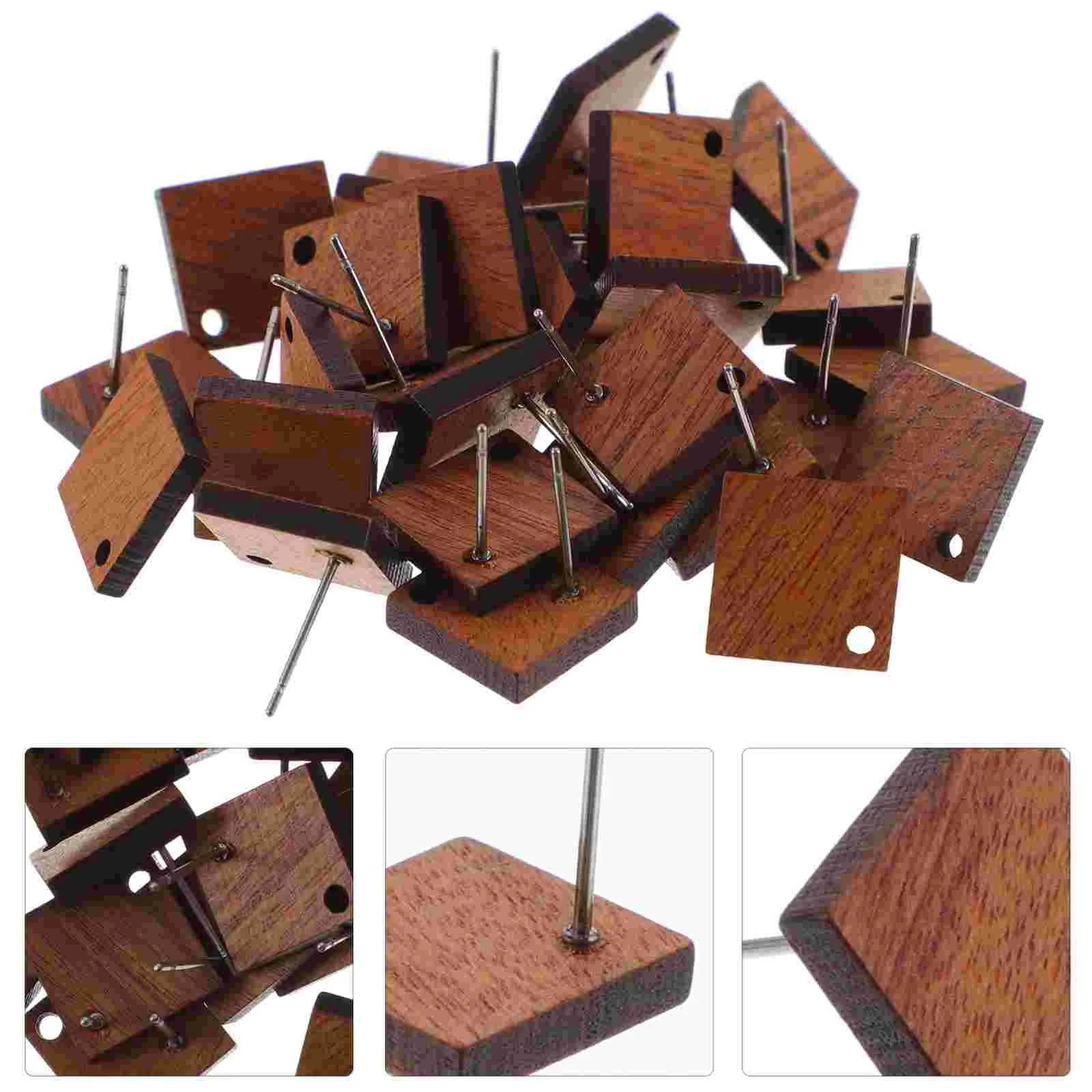 

30 Pcs Earrings Trendy Decor DIY Material Flat Decoration Post Wood Stud Fashion Creative Accessories Miss