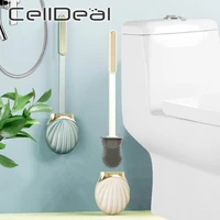 toilet brush shell shape wall mounted long handle silicone toilet cleaning brush with holder household bathroom accessories
