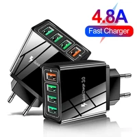 4 usb 45w usb charger fast charge qc 3 0 wall charging for iphone 12 samsung xiaomi mobile 4 ports eu us uk plug adapter travel