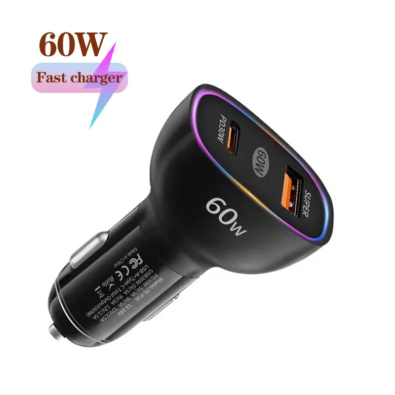 

3-портовое автомобильное зарядное устройство 90 Вт QC3.0/2xPD30W, автомобильное зарядное устройство для быстрой зарядки телефона, адаптер для iPhone iPad, Xiaomi, Huawei, Samsung, быстрое зарядное устройство