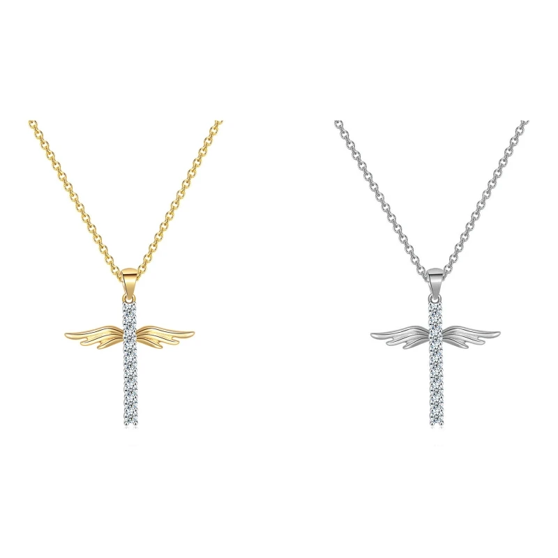 

Angel Wings for Cross Pendant Necklace Electroplated Micro-inlaid Zircon Necklac