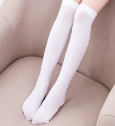 Japanese Style Elastic Over-the-Knee Thigh High Cotton Opaque Socks Cute School Girl Cosplay Accessories images - 6