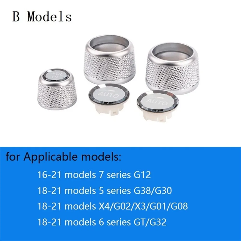 

Crystal Ring Cover Volume Button Knob Center Control Crystal Cover For BMW G02 G01 G30 G12 Silver 3pcs / Set For Car