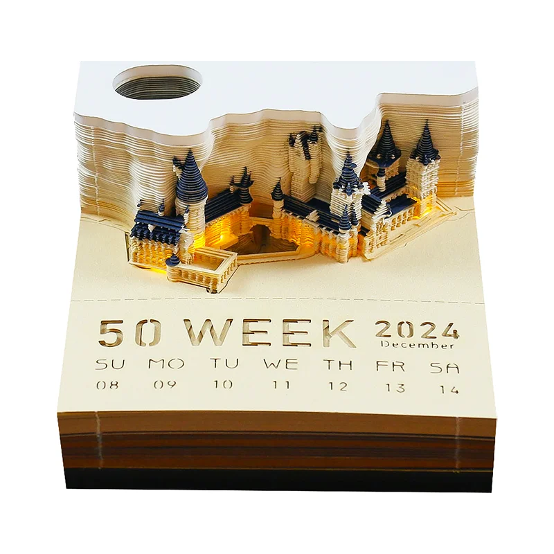 

Omoshiroi Block 3D Notepad 2024 Calendar 3D Calendar Howarts Castle 3D Memo Pad Paper Notes Sticky Block Notes Christmas Gift