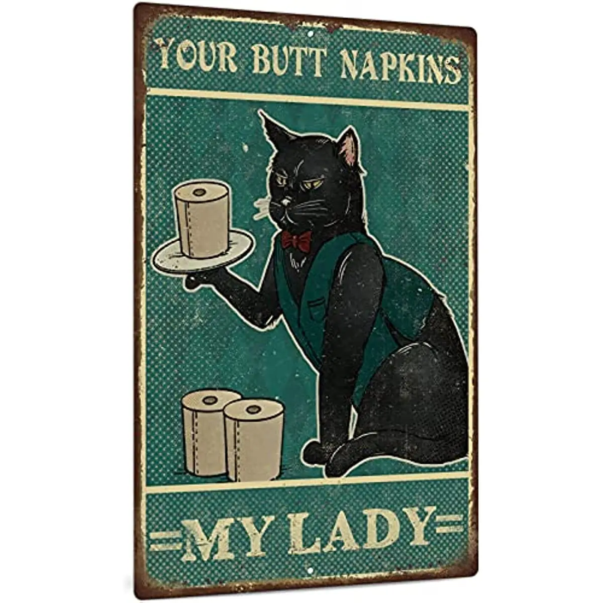 

Декоративный черный знак кошки, забавный дизайнерский Декор для ванной комнаты, алюминиевый металлический знак, ваши ягодицы, салфетки, моя...