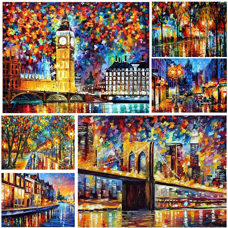 

5D DIY Diamond Painting Diamond Mosaic Oil Painting Street Embroidery Cross Stitch Embroidery Kit Handmade Art