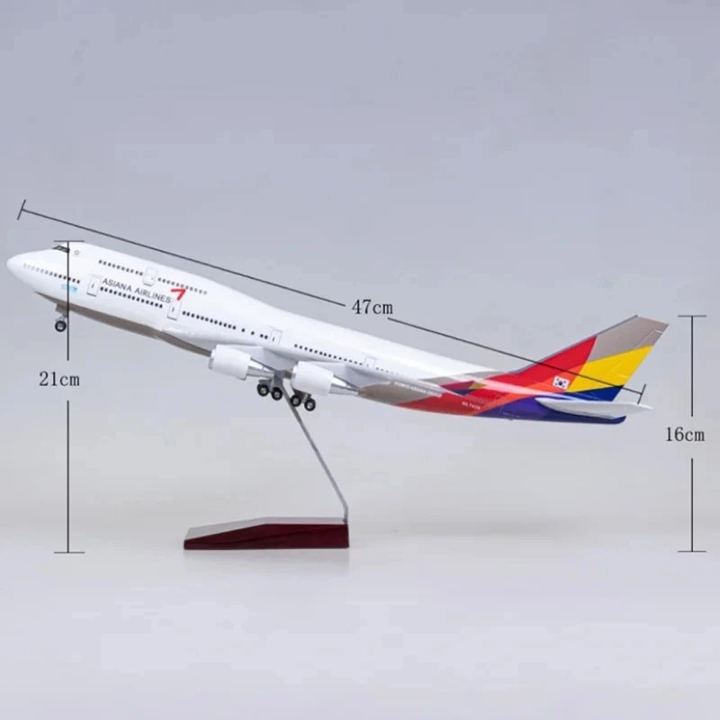 Масштаб 1:150 47 см ASIANA 747 модель самолета миниатюрный самолет с колесным фонарем для